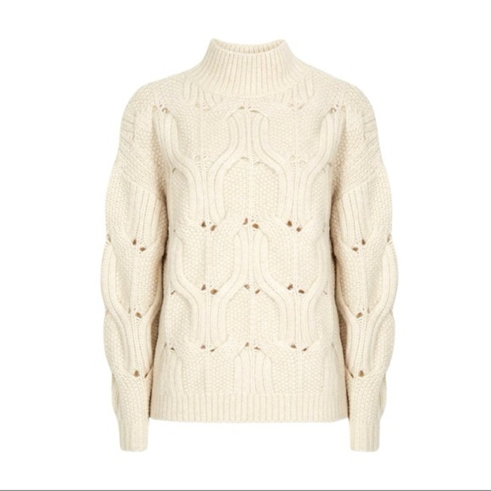 Reiss Cream Textured Turtleneck Sweater - Picture 4 of 6